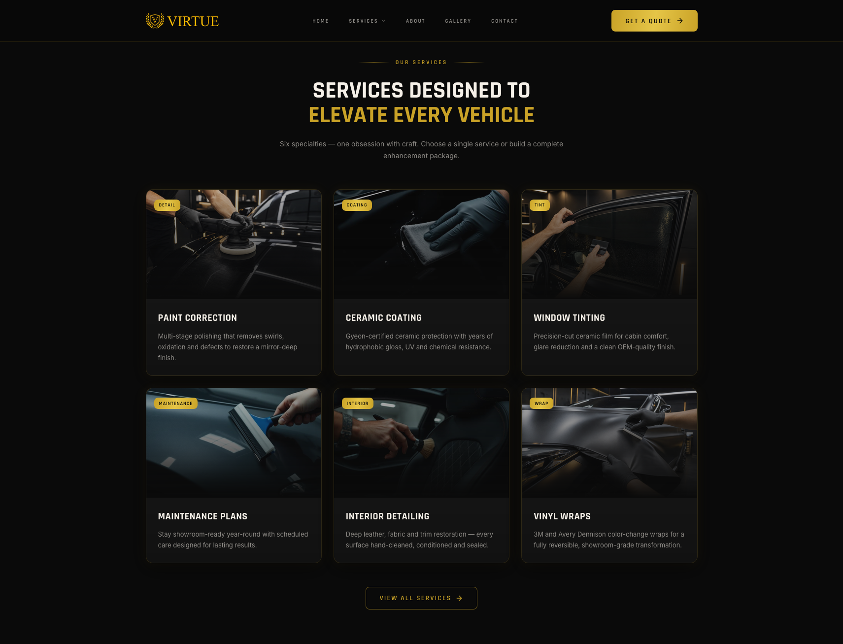 Virtue Auto homepage
