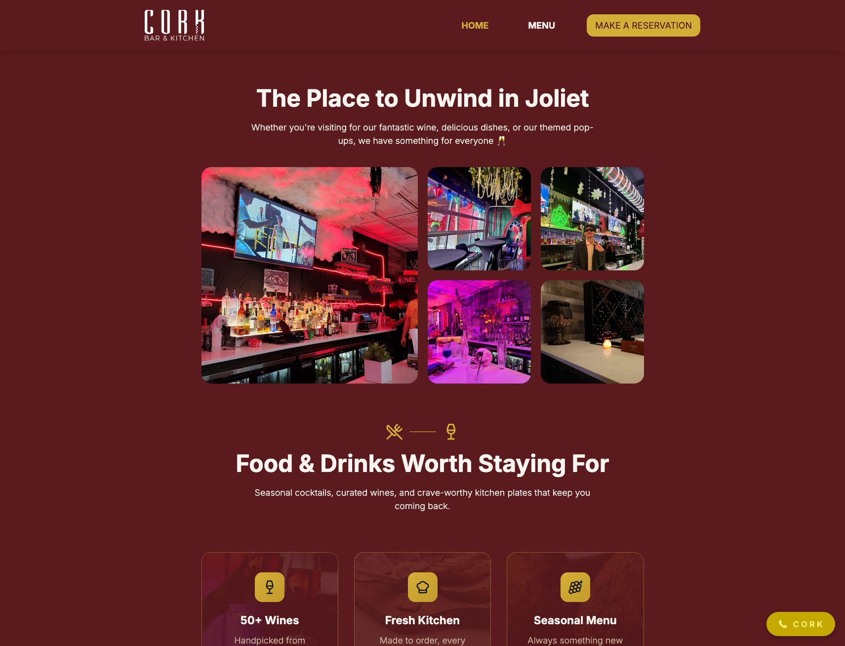 Cork Bar & Kitchen homepage